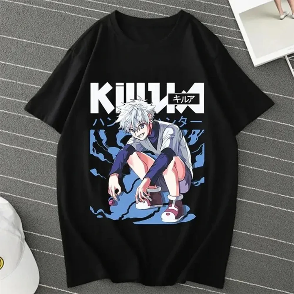 Anime Hunter X Hunter Killua Zoldyck T Shirt Men Women Pure Cotton Short Sleeve Y2k Tops Tshirt Unisex Camisetas Mujer