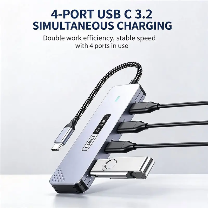 ABUO-10Gbps USB3.2 Gen2 HUB 4 Ports Type C Splitter Hub OTG Adapter Dock Station For PC Laptop Expansion Accessories