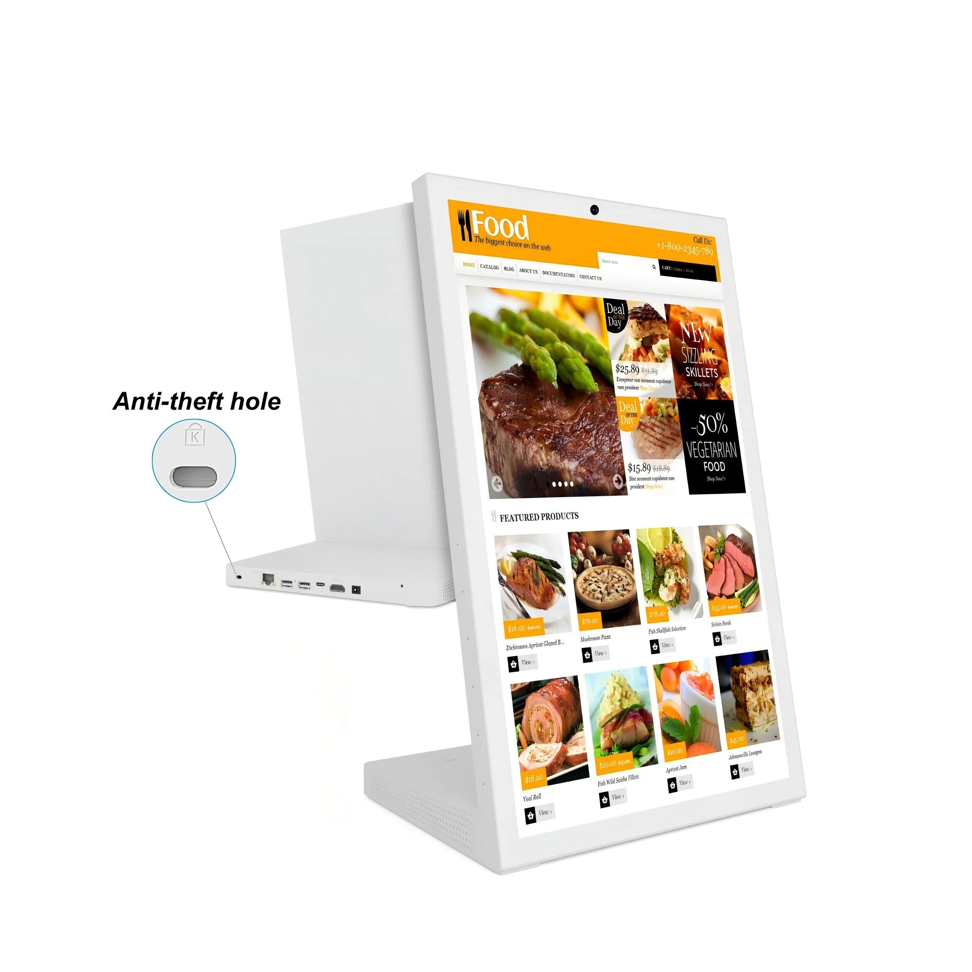 15.6 Inch Portrait Screen Client Ordering POS, Android 15 Desktop Kiosk, 4G+64G Touch Screen Display, Customer Rating Machine