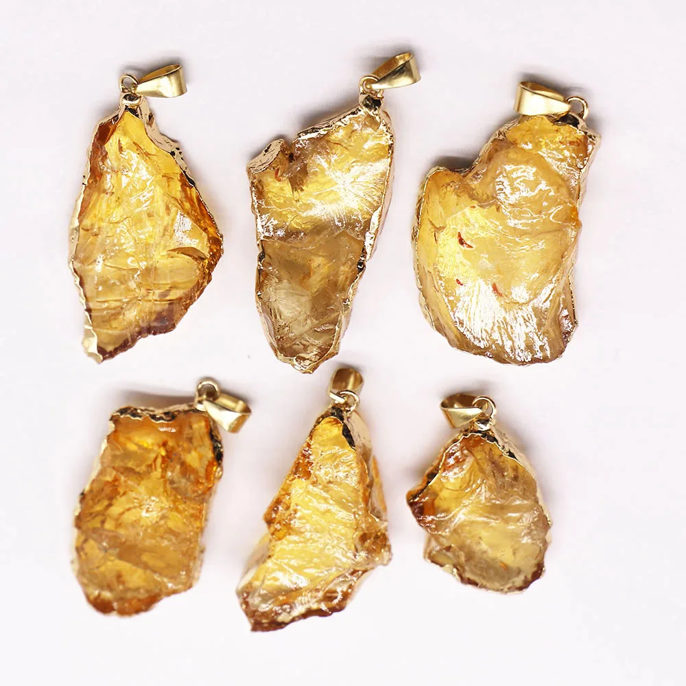 

Natural Raw Mineral Jindian Topaz Necklace Pendant Irregular Phnom Penh Sweater Chain DIY Jewelry Accessories Wholesale 7Pcs/Lot