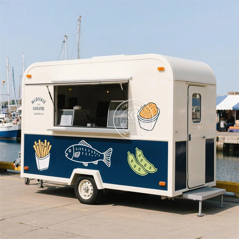 

Street Food Truck Cart Pizza Burger Ice Cream Cart Coffee Kiosk Custom Concession Fast Food Trailer With Full Kitchen Equipments