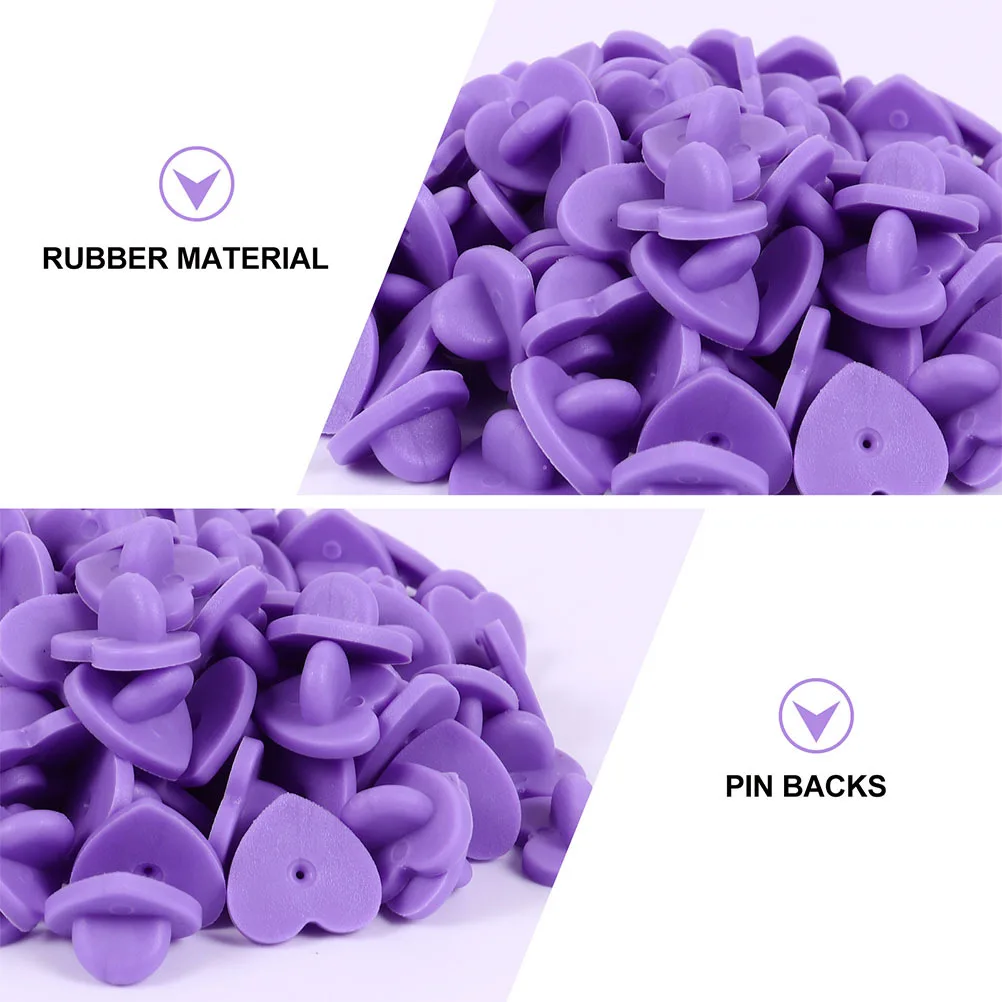 

200pcs Heart Brooch Back Pin Rubber Pin Backs For Lapel Heart Shape Brooch Clasps Pins Tie Tacks Jewelry Craft Badge Clasp