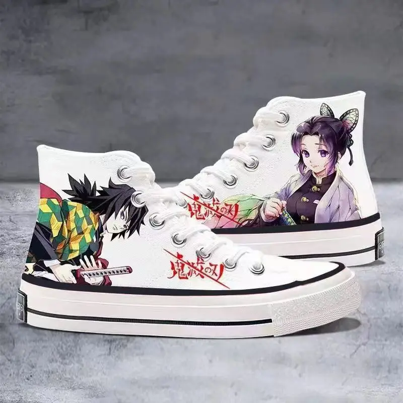 

Anime Demon Slayer Tomioka Giyuu Kochou Shinobu Cosplay Fashion Canvas Shoes For Men Women Boy Girl Unisex Halloween Gift