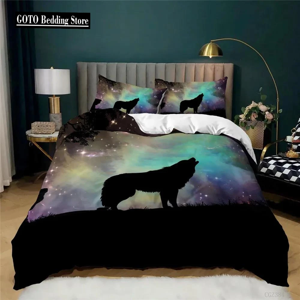 

Galaxy Starry Wolf King Size Bedding Set 100% Bamboo Fiber Soft Comfortable Duvet Cover Set Free Shipping 3D Print Deer Unicorn