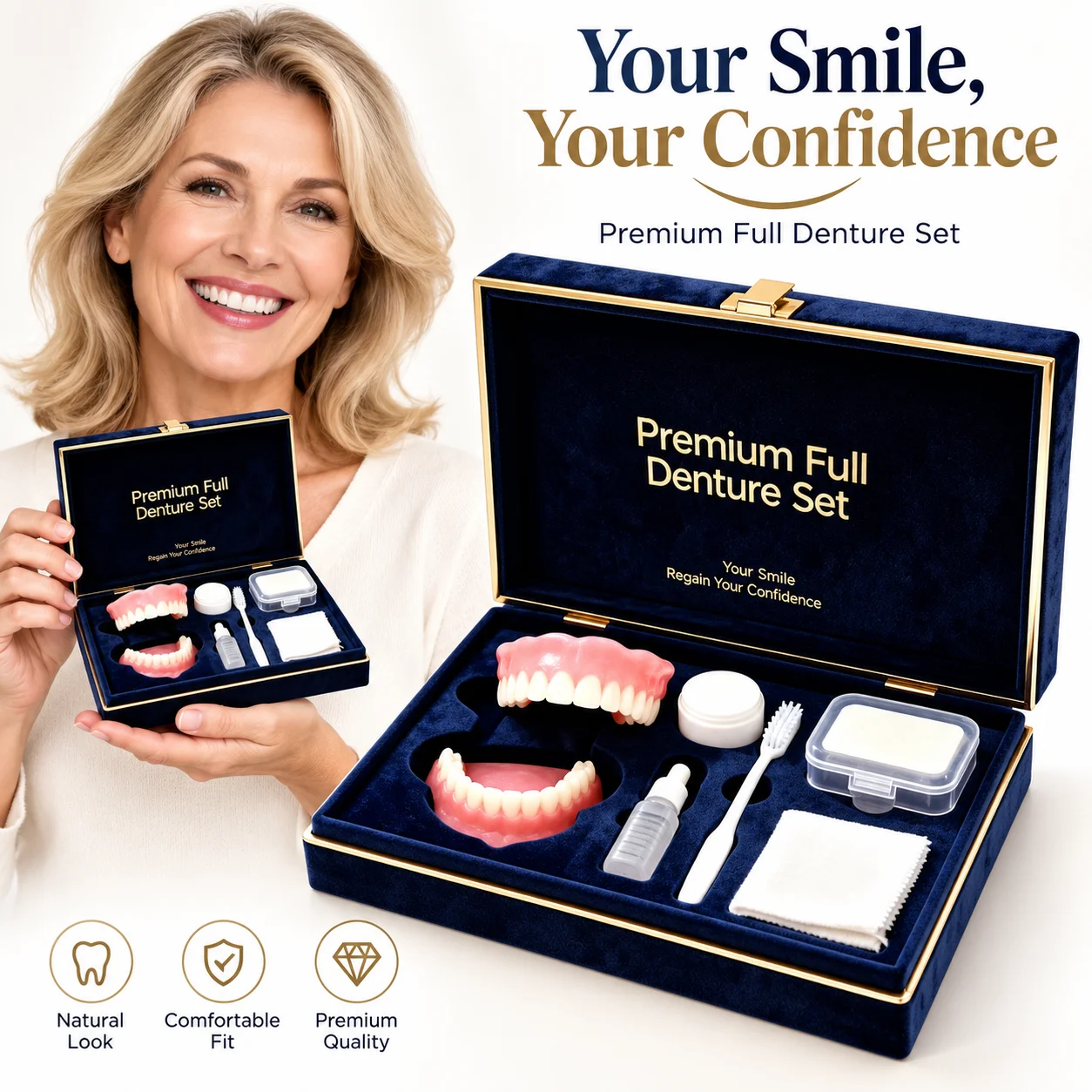 Temporary Fake Teeth Set Upper Lower Teeth Cover Cosmetic Smile Veneers Soft Silicone for Photo Party Cosplay Costume Decoration