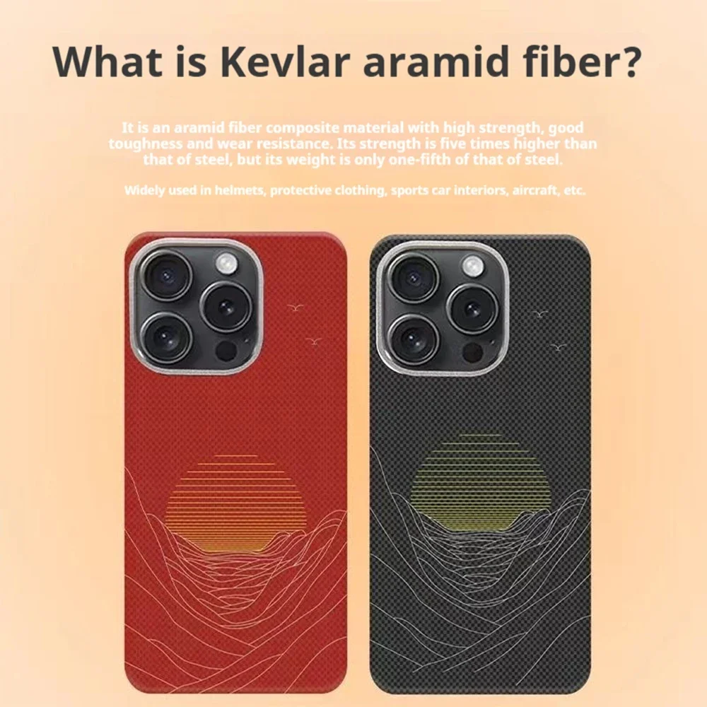 

Carbon Fiber Case Featuring Sunrise & Moonset Designs - Magnetic Charging for iPhone 13 14 15 16 Pro Max