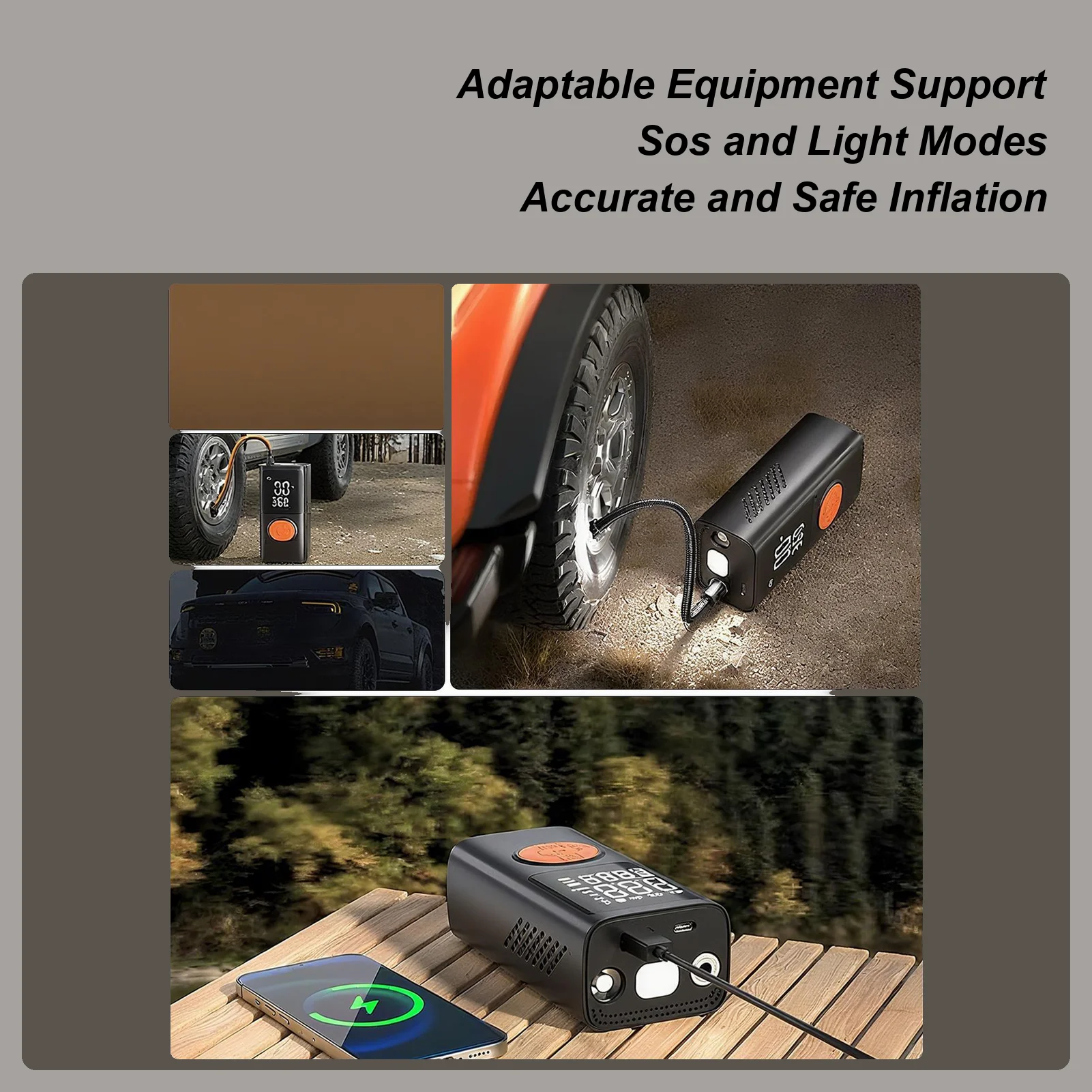 

Портативный воздушный насос, уличный воздушный насос, перезаряжаемый легкий насос для накачивания шин с цифровым манометром для ремонта мяча грузовика и велосипеда