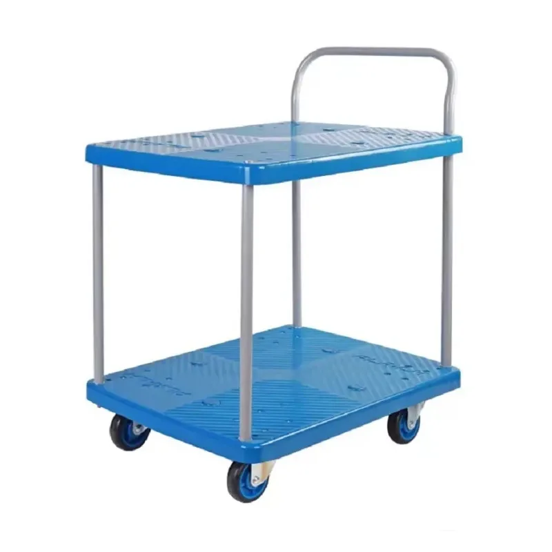 Two Layer Platform Truck With Removable Guardrails Multi Tier Design For Warehouse Workshop Material Handling Transport
