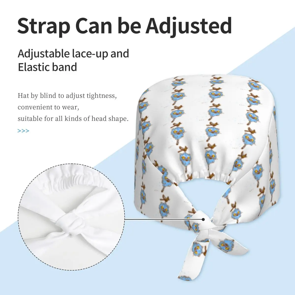 Arbeitskappe für Unisex KPop Demon Hunters Stillhüte Derpy Tiger und Vogel Verstellbare Arbeitspeelingskappe Y2K Tie Back Medical Cap