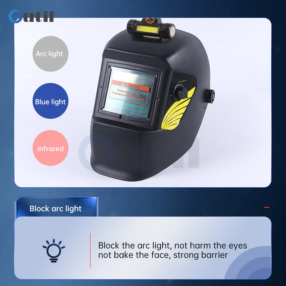 Welder Mask True Color Lens For Arc Weld Welding Helmet Large View Solar Power Auto Darkening Welding Mask with light
