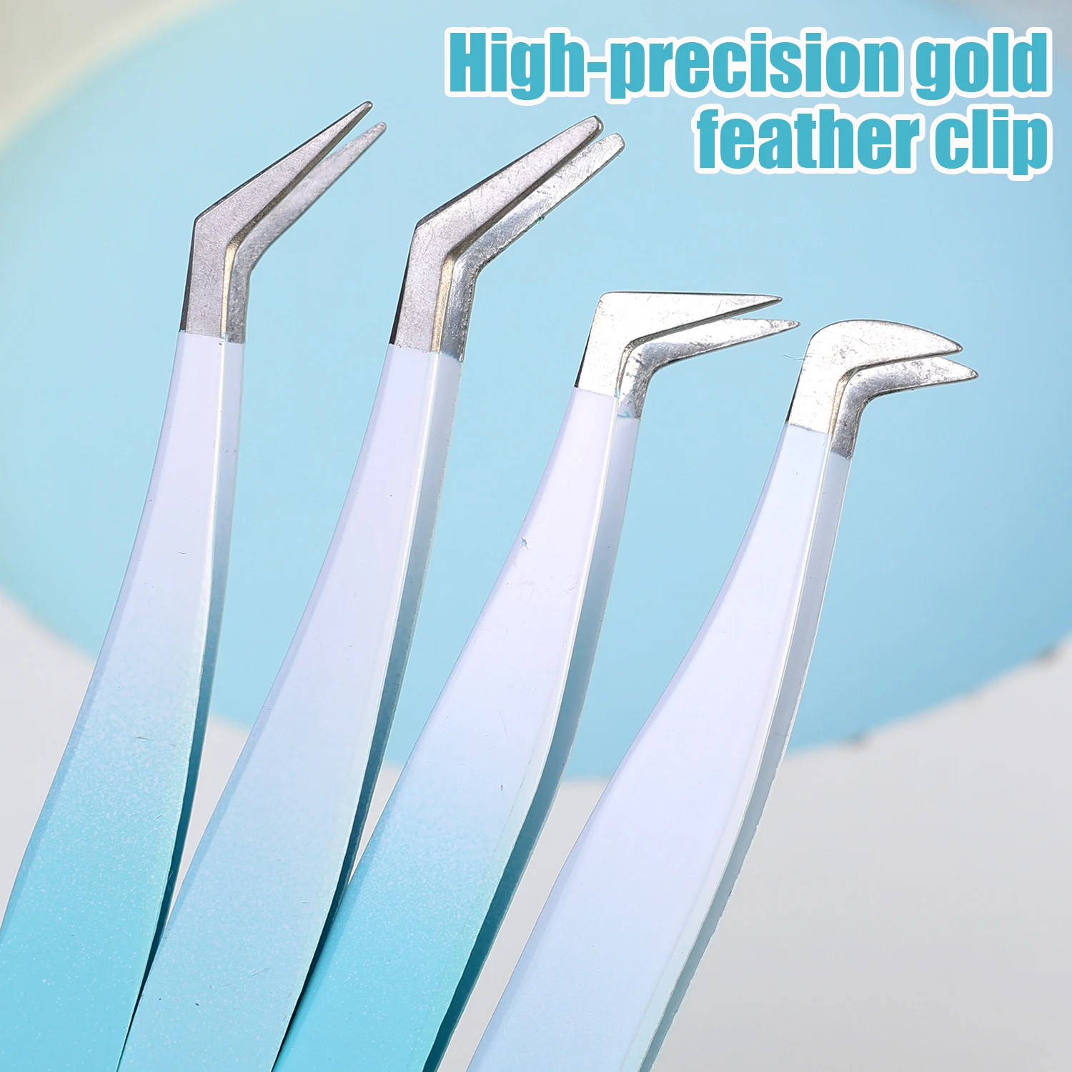 1 Stück Wimpernpinzette Verlängerung Blau-Weiß Edelstahl Superharte Pinzette mit Faserspitzen Hochpräzise antistatische Pinzette