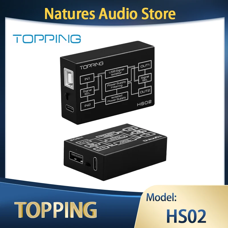 

TOPPING HS02 USB 2.0 High Speed Audio Isolator Compatible with High-res Audio Transmission Low latency with PCM32bit/768kHz, DSD