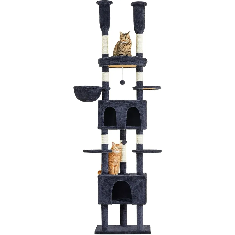 

Кошачье дерево от пола до потолка Кошачья башня с регулируемой высотой [92-102 дюйма = 235-257 см] 8-х ярусный игровой домик для кошачьего лазания с царапинами Pos