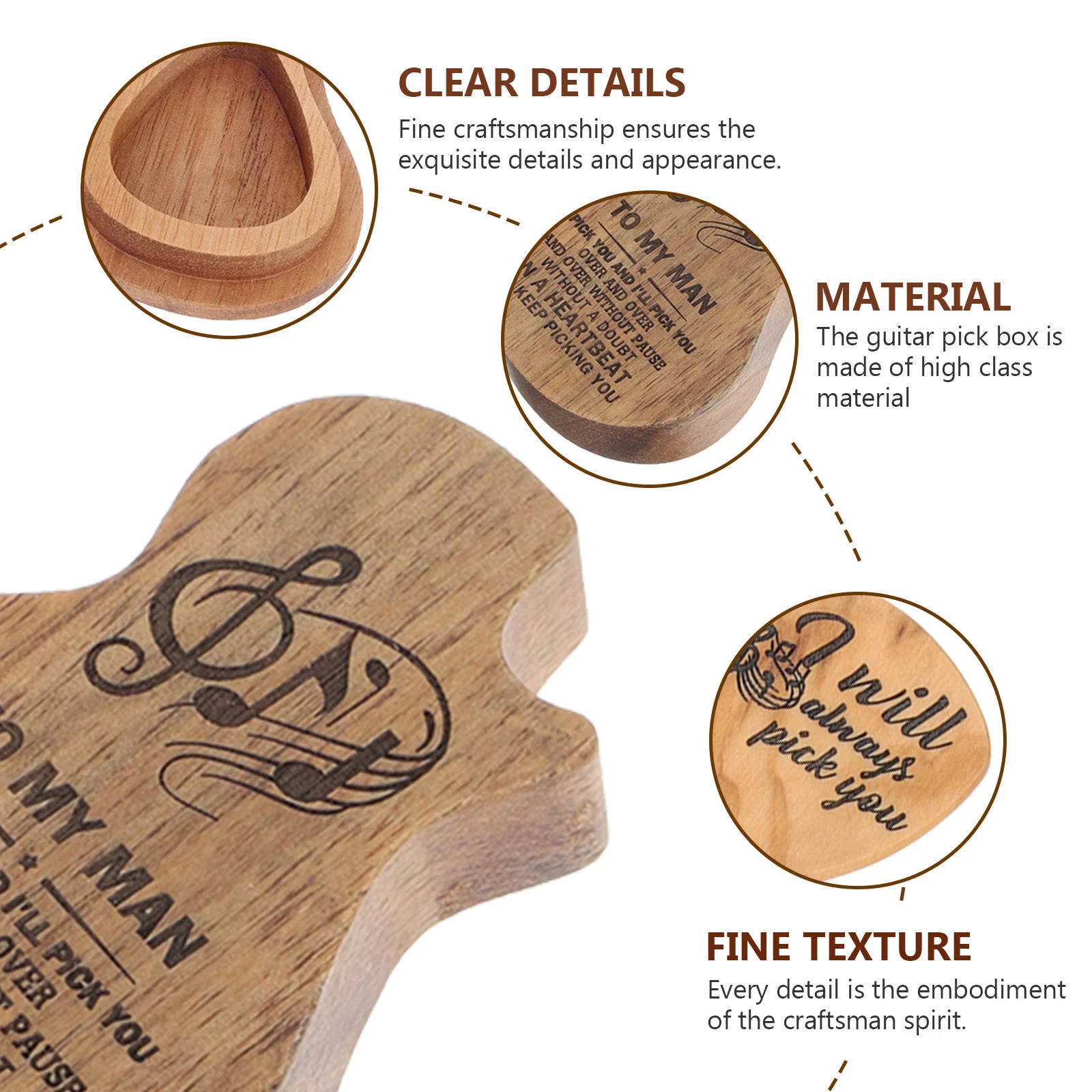 

Pick Storage Box Guitar Picks Container with Stand Holder Wood Plectrum Case for