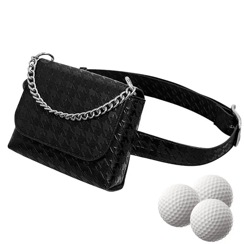 Golf Ball Belt Bag Golf Ball Golf Tee PU Leather Portable Waist Bag Golf Accessories Large Capacity Practical Ball Storage For