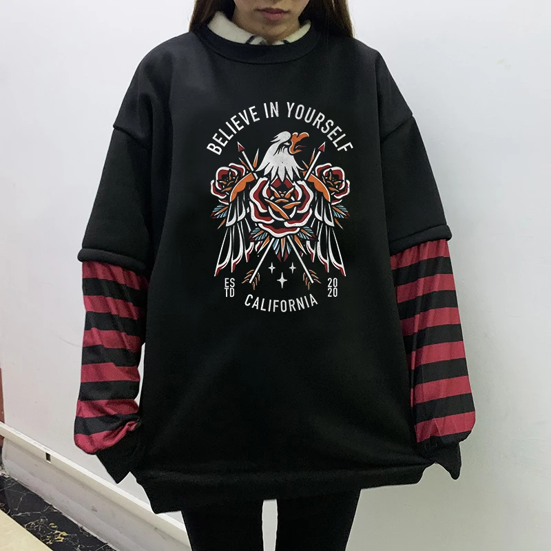 

American Vintage Creative Flower Pattern Printing Hoodie Women Y2k Harajuku Aesthetic Sweatshirt Gothic Streetwear Grunge Hoodie