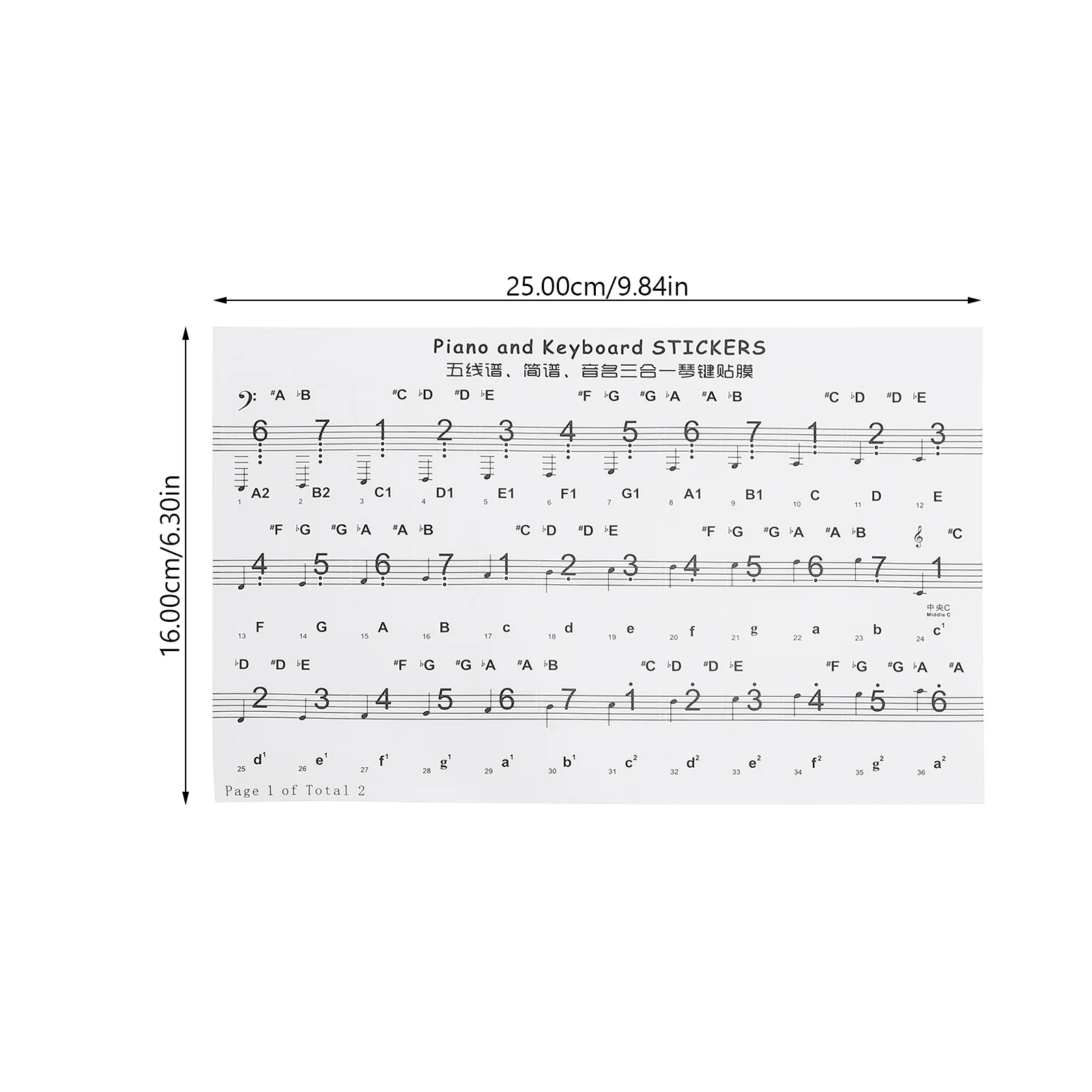 Pvc Keyboard Stickers 2 Sheets Diy Piano Decals No Residue Anti-Sweat For Electronic Keyboard Piano Accessories