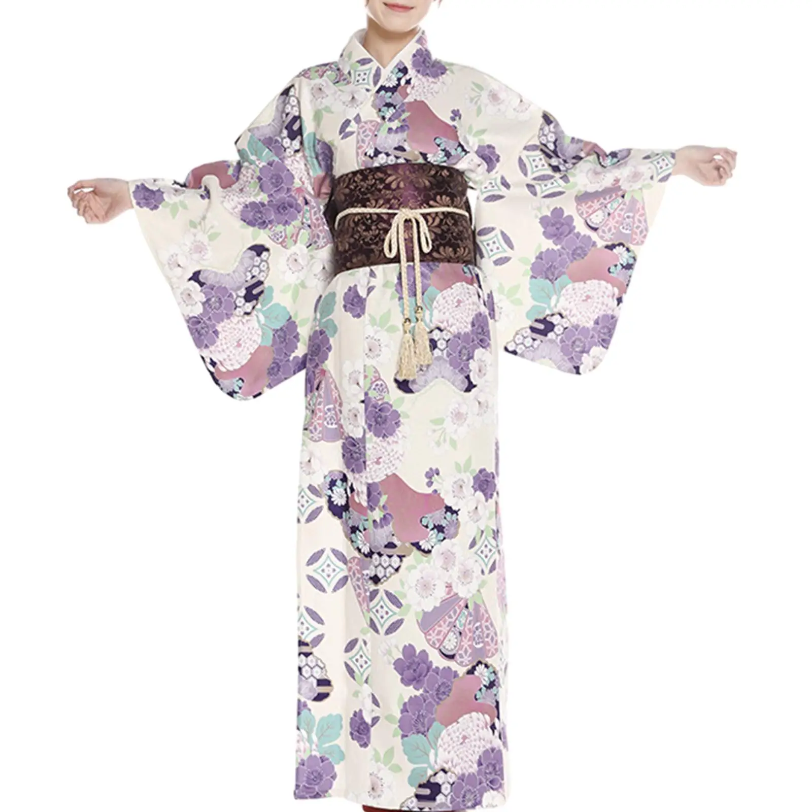 

Women Japanese Kimono Japanese Bathrobe Cosplay Lightweight Kimono Maxi Long Robe Yukata Sleepwear for Valentine Festival