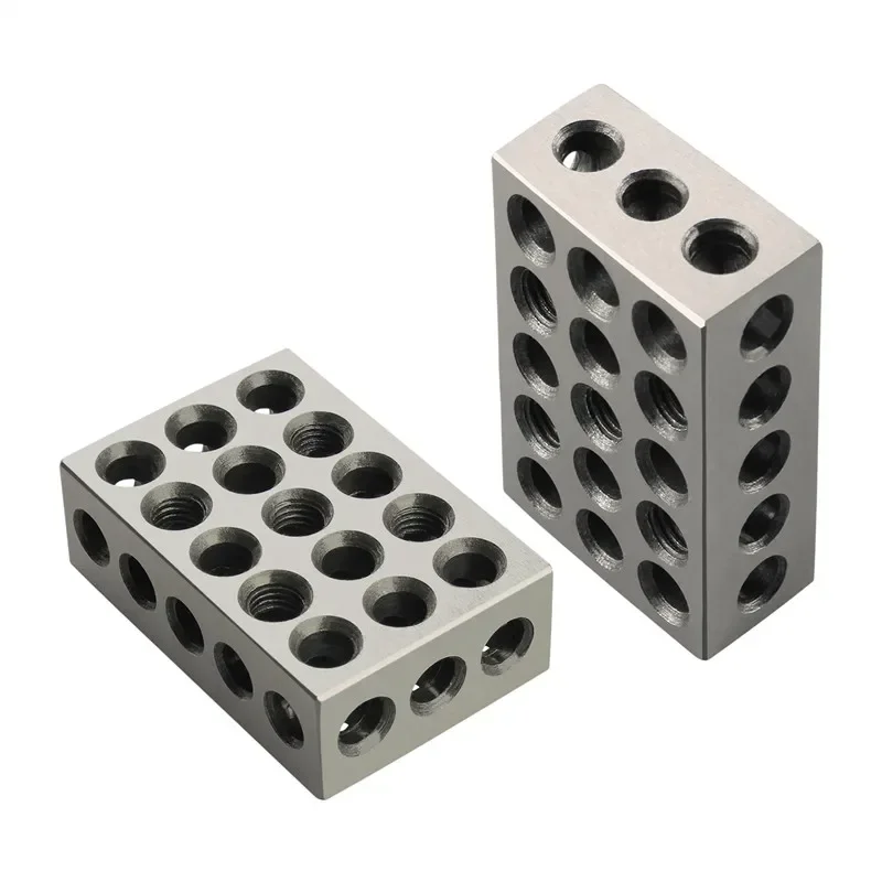 23 Holes Precision 25-50-75mm Blocks with Screws, Parallel Clamping Block Set, Steel Block 23 Holes 1-2-3\