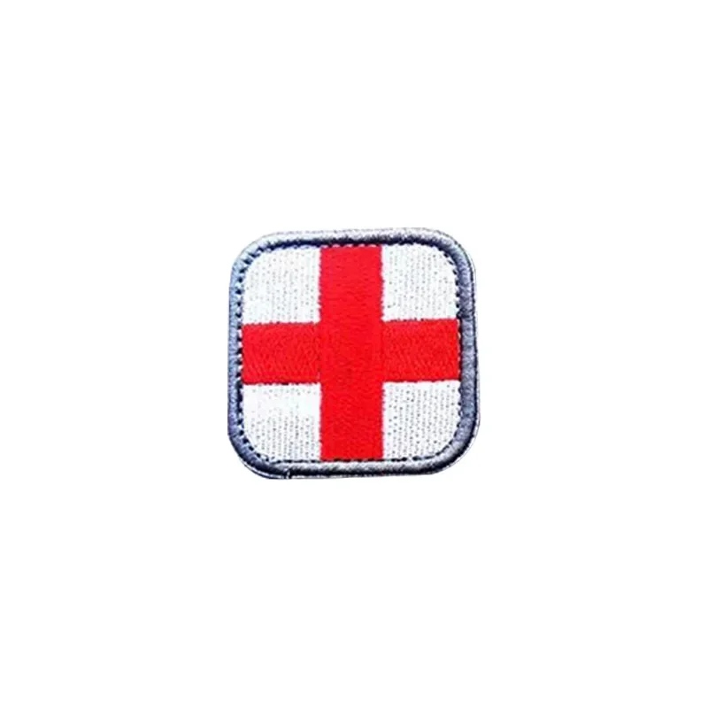 Red Cross Tactical Badge Embroidery Hook Loop Patch Battlefield Rescue Square Emblem Military Camo Medical Flag for Uniforms DIY