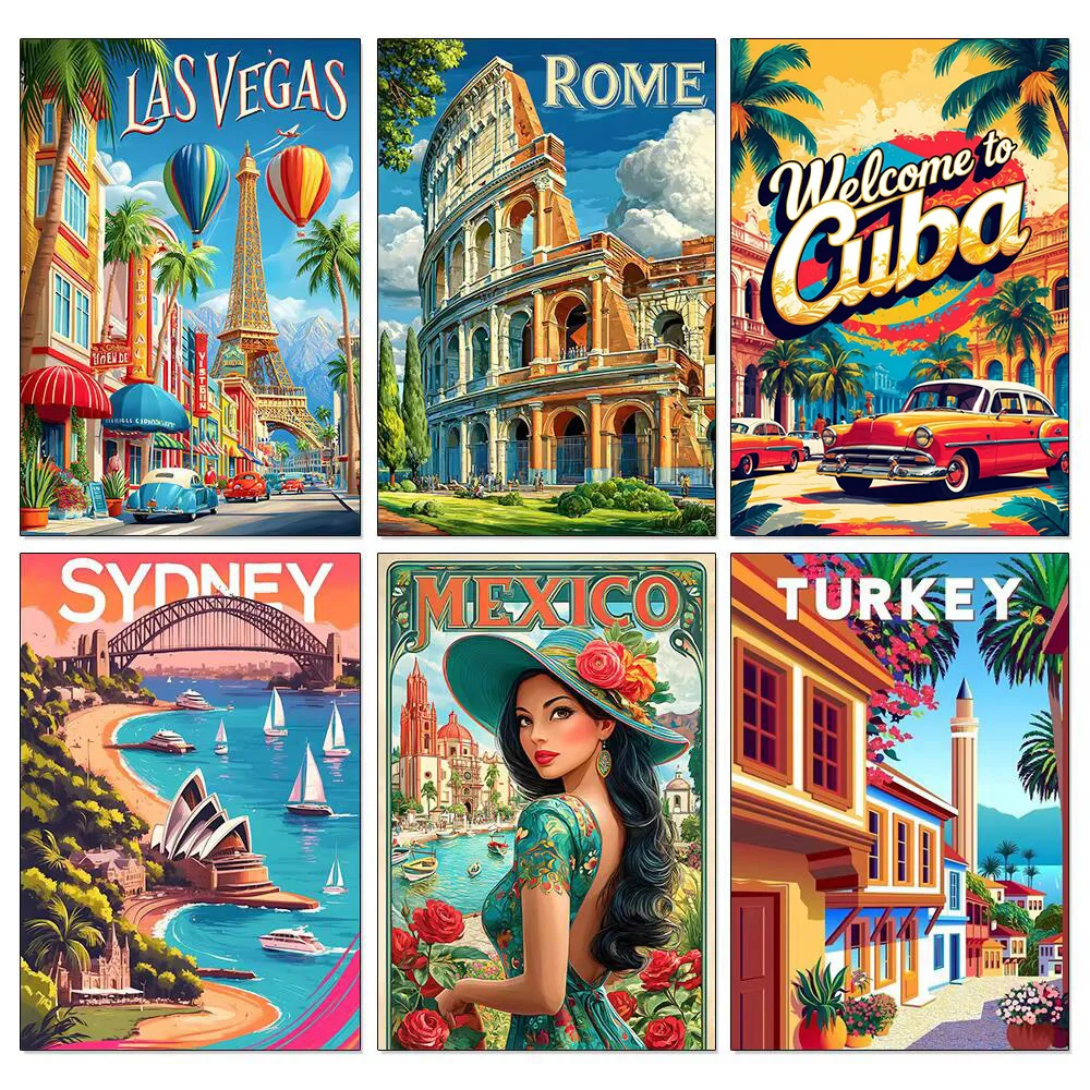 Urban Landscape Diamond Painting Kit Rome Mexico City Full Diamond Embroidery Diy Gift Home Decor Picture of Rhinestones