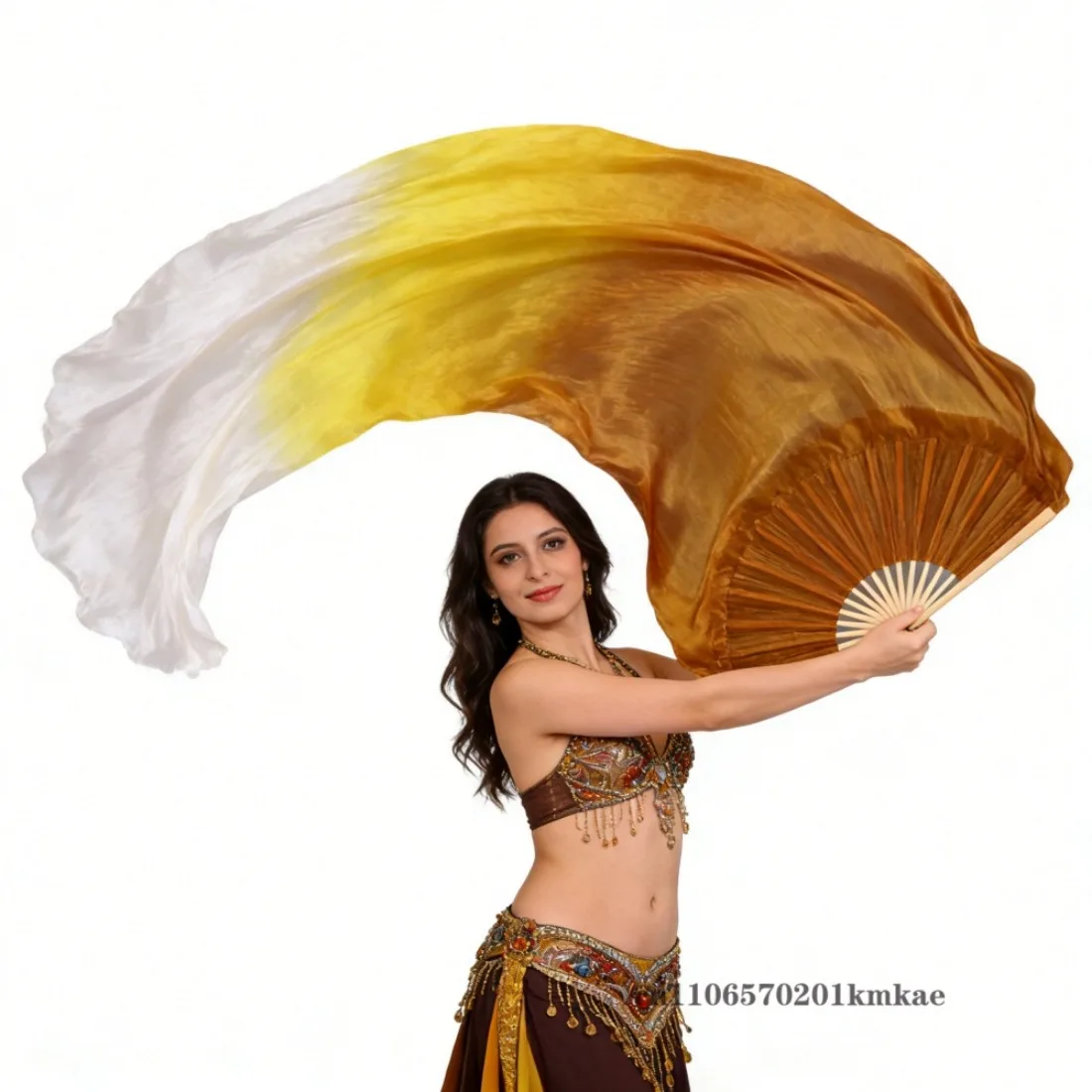 100% Real Silk/Imitation Silk Belly Dance Fan Belly Dance Veil 1 Pair Handmade Dyed Silk Dance Fan High Quality Silk Fans Veils