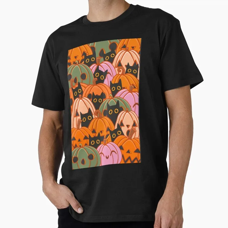 Peek a Boo Cats in the Pumpkins Black Cat Halloween Gift T Shirt Funny Spooky Cat Lover Tee Unisex Trick or Treat Costume Party