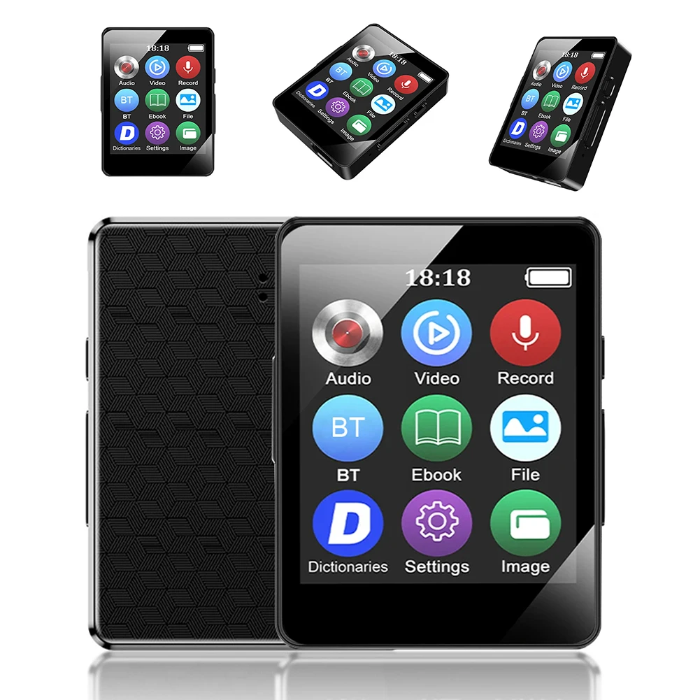 MP3 Player Lossless Music Player 1.8'' TFT Full Touch Screen BT 5.0 HiFi MP4 Video Playback Music Stereo Speaker Student Walkman
