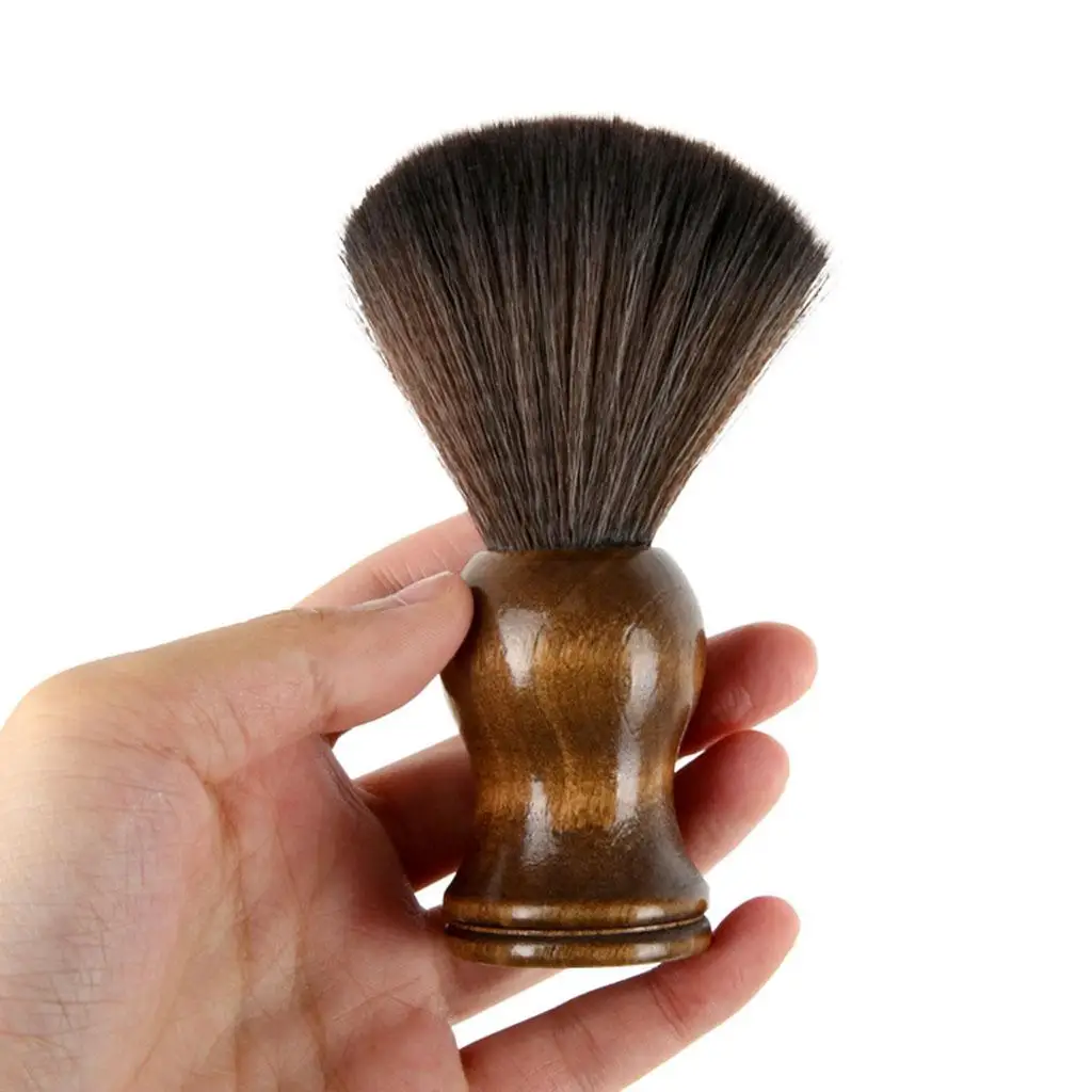 Brosse de rasage professionnelle avec manche en bois, pour barbe masculine