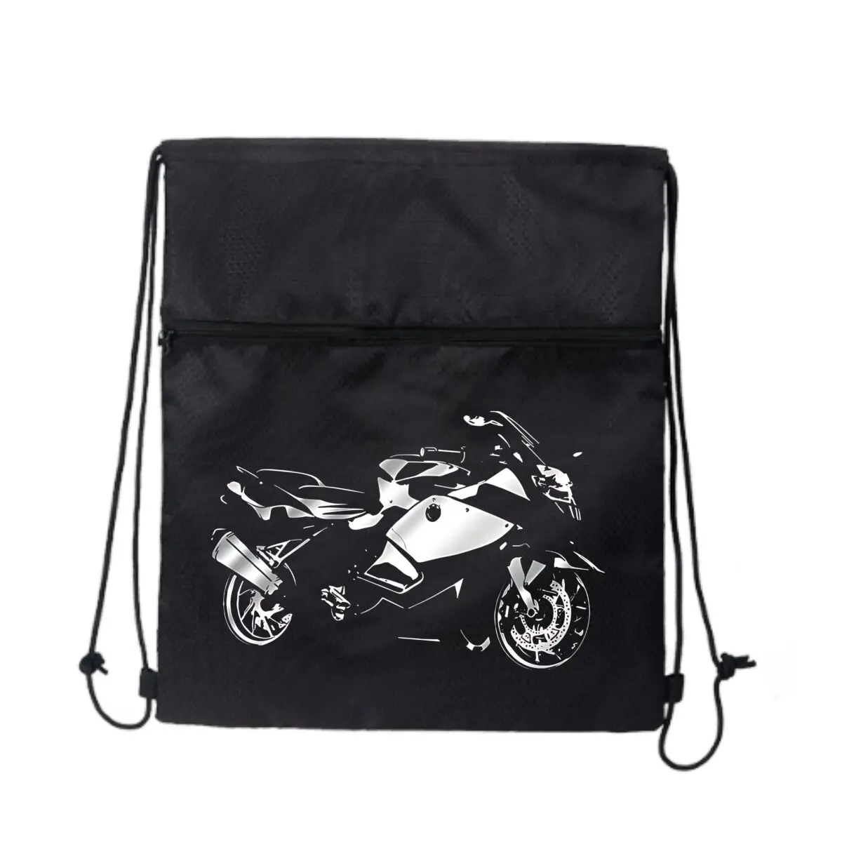 

Мотоциклетный силуэт Байкер Искусство Открытый Универсальная сумка на молнии на шнурке Досуг Туризм Кемпинг Путешествия Портативное хранилище