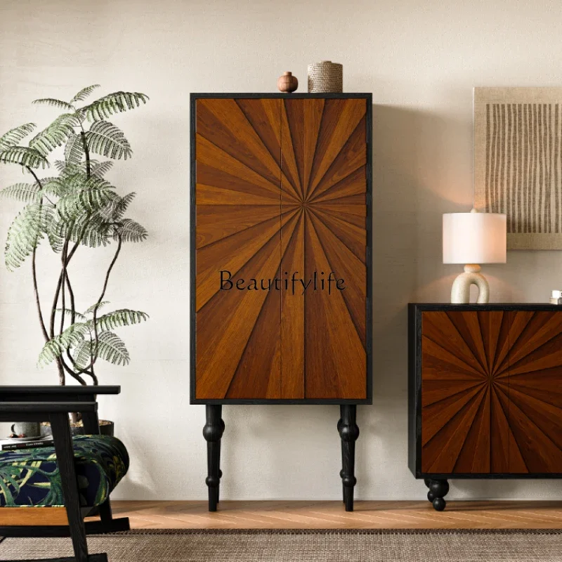 

ls 51American retro storage cabinet solid wood living room wall locker