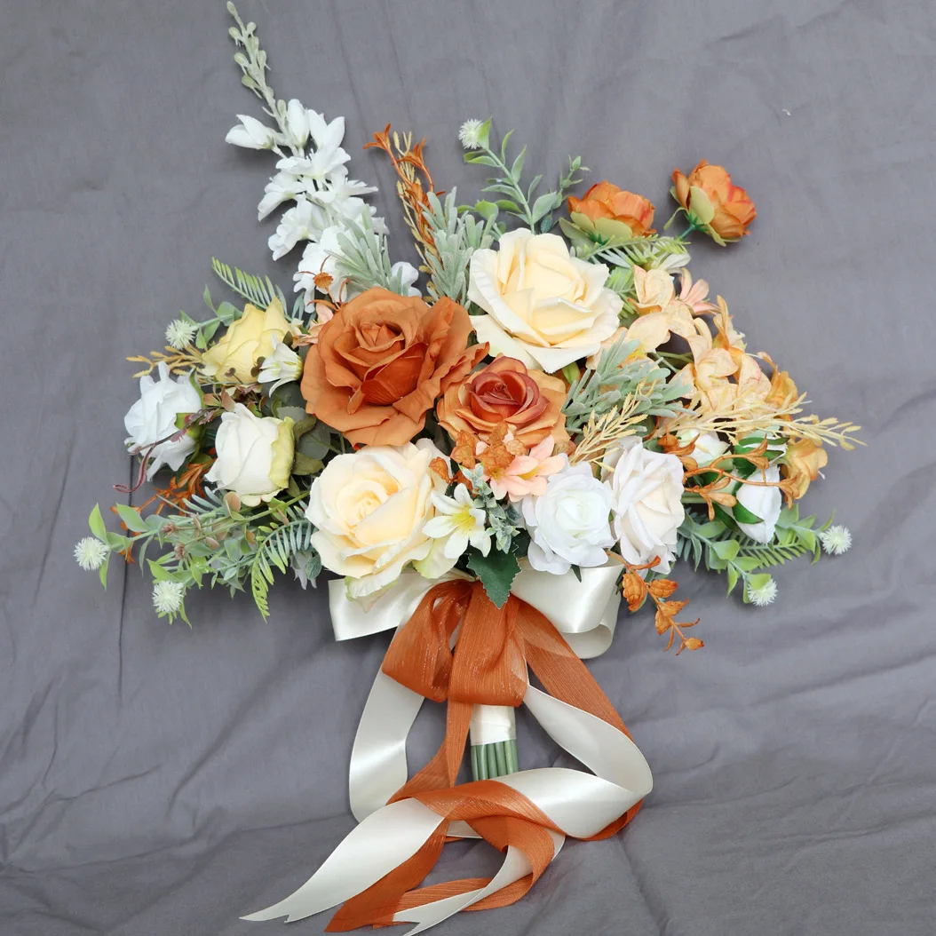 

Champagne Orange Bridal Bouquets Wedding Flowers 50*55cm 2025 Latest Bridal Bouquets