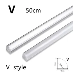 2-25 sztuk/partia LED 0,5 m 45 stopni kąt perfil aluminio dla 5050 5630 taśmy LED mleczna/przezroczysta taśma pokrywa profil aluminiowy