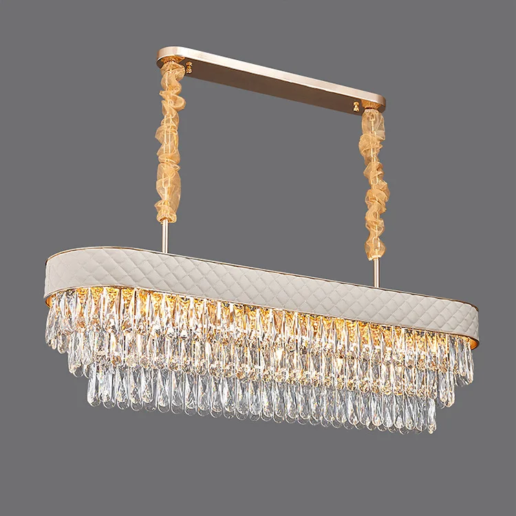 Modern Chandelier Creative Leather Restaurant Crystal Lamp Simple Art Lamp American Light Luxury Living Room Chandelier