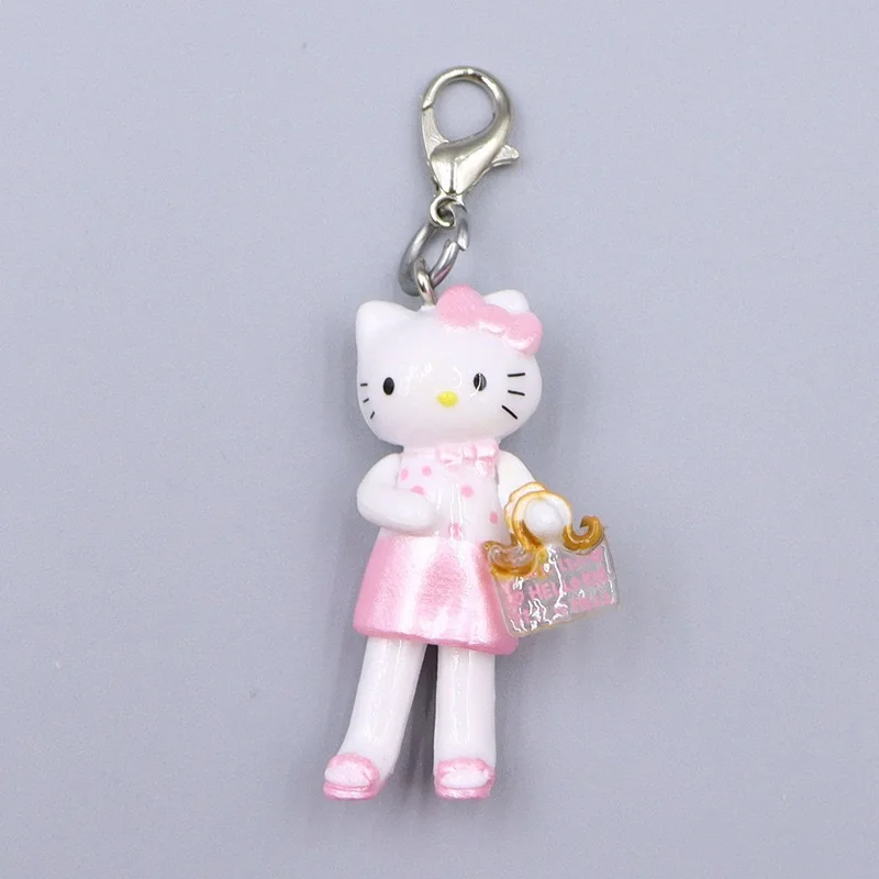 Porte-clés Hello Kitty Kawaii, jouet de dessin animé mignon avec clous, Mini chaîne de téléphone, accessoires de voyage, fournitures pour femmes, cadeau pour étudiant, vente en gros
