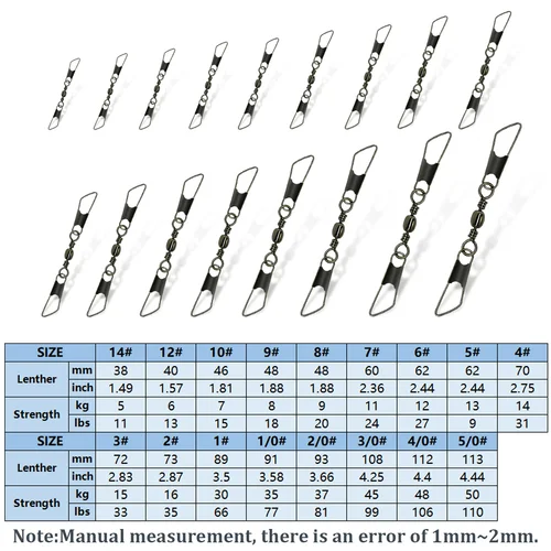 Imagen 2 del producto Brocas de pesca dobles, 25 ~ 100 Uds., broches de seguridad de acero inoxidable, barril de pesca, Clips giratorios, conector, aparejos de agua salada