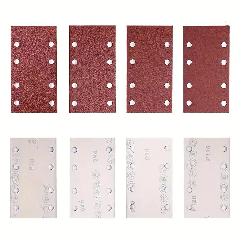 20pcs 8-Hole Rectangular Premium Flocked Sandpaper Sheets, Self-Adhesive, 185X93mm - Assorted Grits (60-600) For Air Grinders