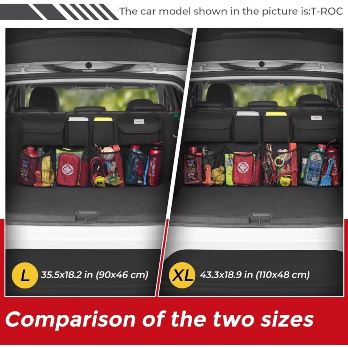 منظم صندوق السيارة متعدد الوظائف، تصميم معلق، للتخزين الداخلي لسيارات الدفع الرباعي وإدارة المساحة