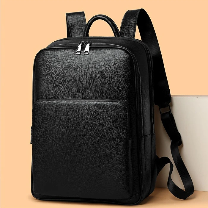2027 New Business Men Backpack First Layer Cowhide Men's Bag Genuine Leather Schoolbag Large 15.6 Inch Laptop Travel Backpack