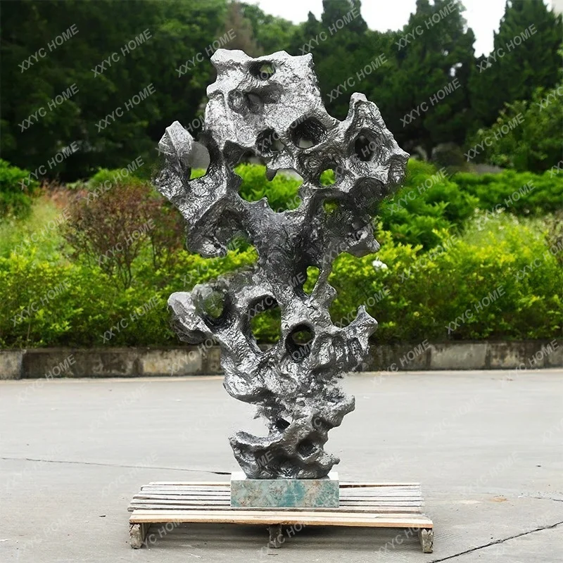 Outdoor landscape large Taihu stone floor sculpture hotel fiberglass decorative ornament