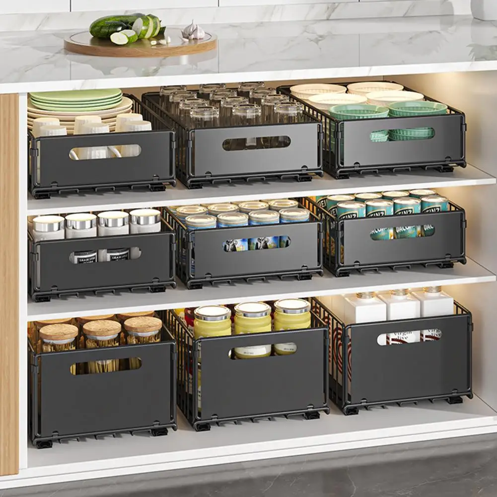 

Cutlery Organizer Capacity Pull-out Storage Rack Cabinet Organizer with Handle for Smooth Edge Shelves Strong for Kitchen