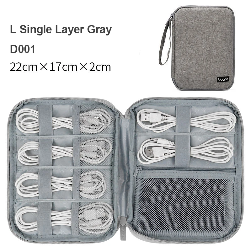 OxfordCord Organizer USB Cable Electronic Accessories Storage Bag for iPad Mini Hard Drive Power Bank Single Layer Double Layers