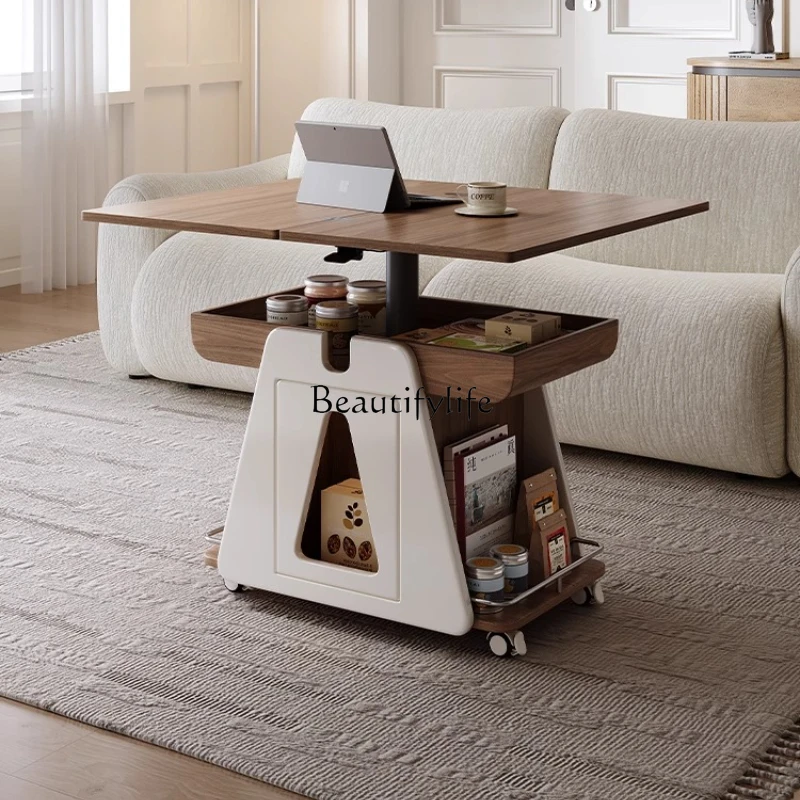 

Movable coffee table lifting trolley multi-functional side cabinet living room foldable creative sofa side table