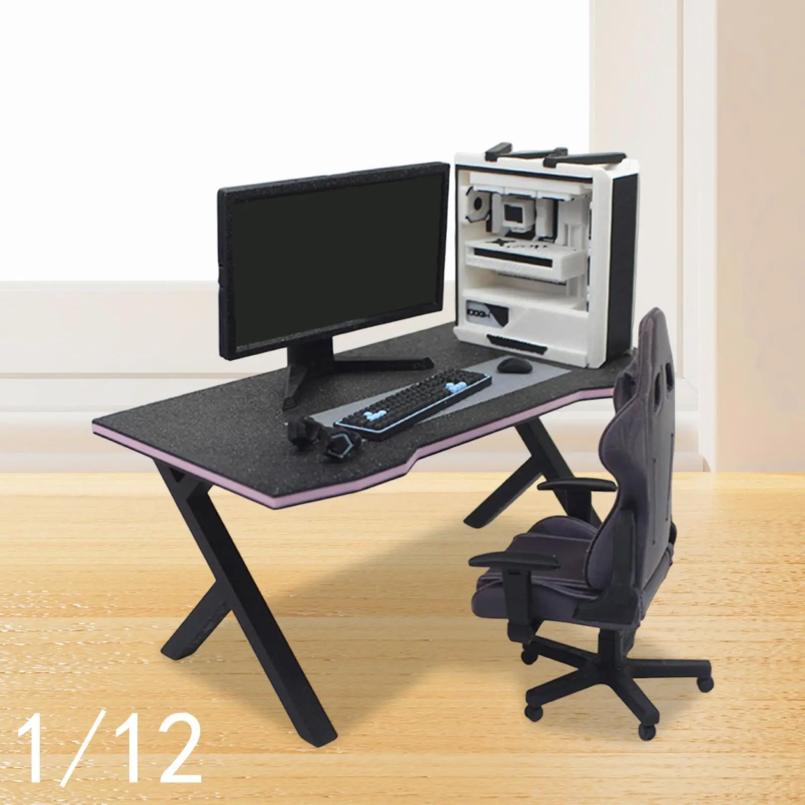

1:12 Scale Dollhouse Miniature Furniture,Gaming Enthusiasts Sturdy Gifts,Ornament Decor Dollhouse Lovers Esports Furniture