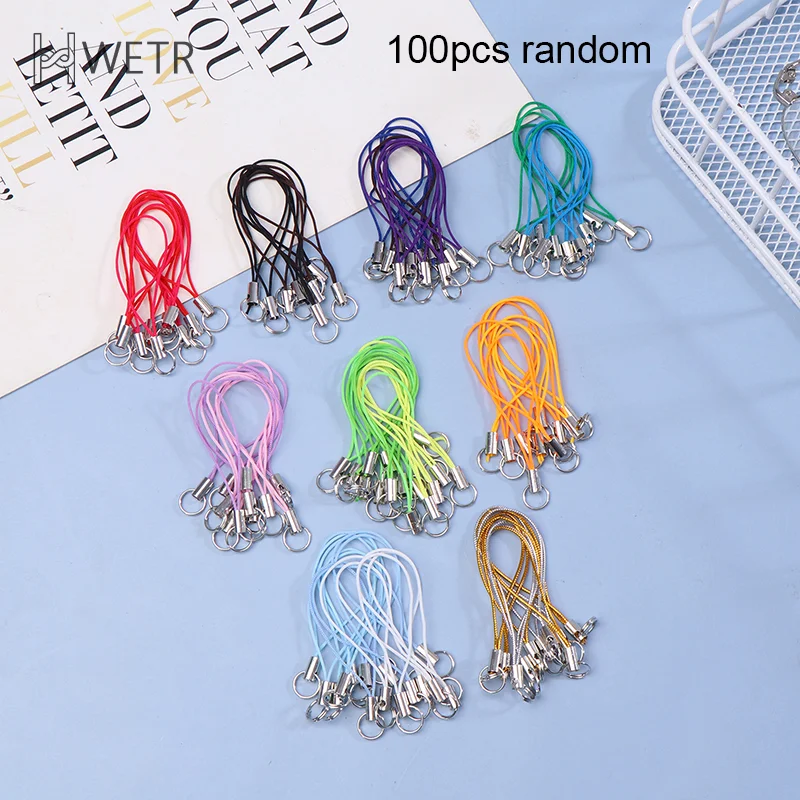 100Pcs Lanyard Lariat Strap Cords Lobster Clasp Rope Keychain Hooks Mobile Set Charms Keyring Pendant Key Ring Accessories