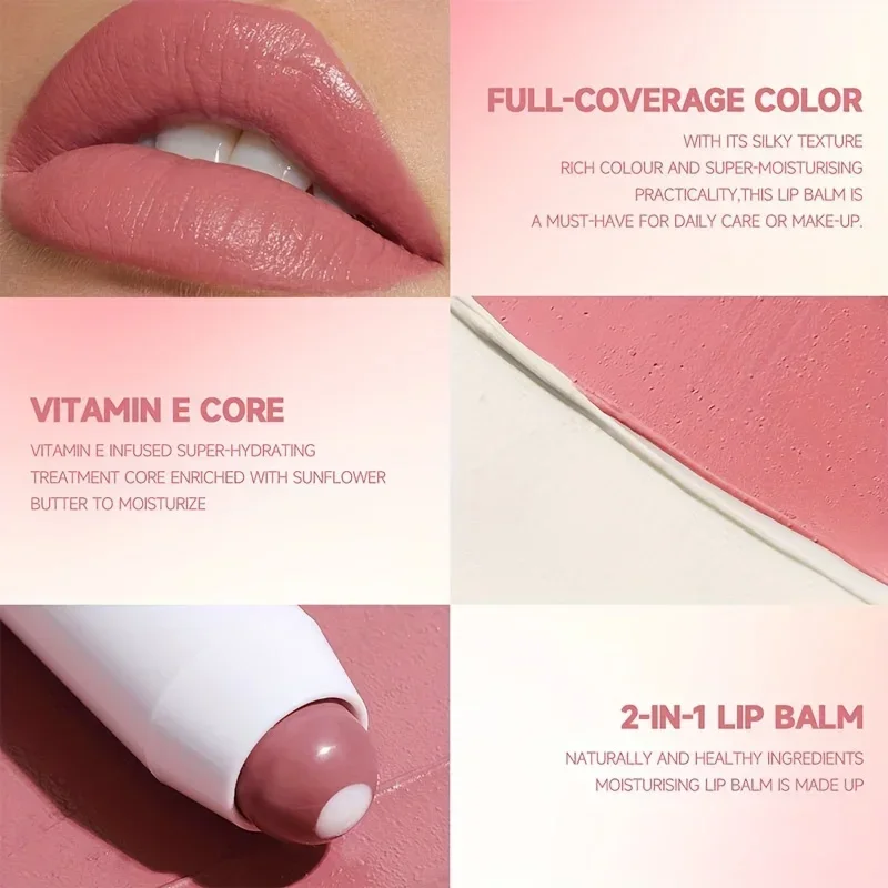 Moisturizing Lipstick Balm Hydrating Long-Lasting Lip Glaze Non-Stick Formula Nude Tone Lip Care Nourishing Lip Gloss