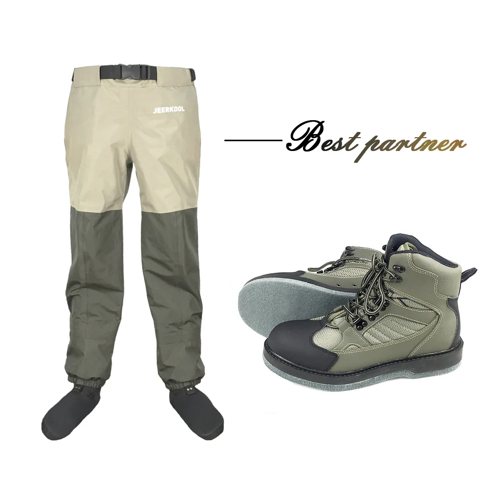 

Waterproof Fly Fishing Waders Felt Reef Roock Fishing Shoes Outdoor Hunting No-Slip Boots 3 Laye Waterproof Waist Wading Clothes