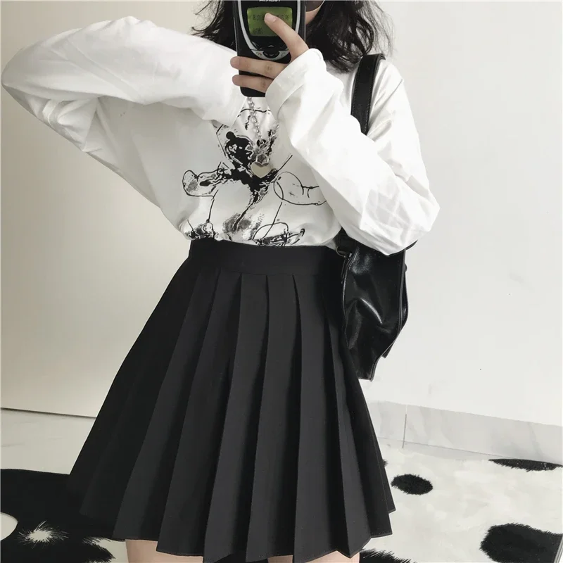 Ruibbit – jupe courte gothique Harajuku pour femmes, jupe plissée noire, Style Punk, Sexy, taille haute, 4XL