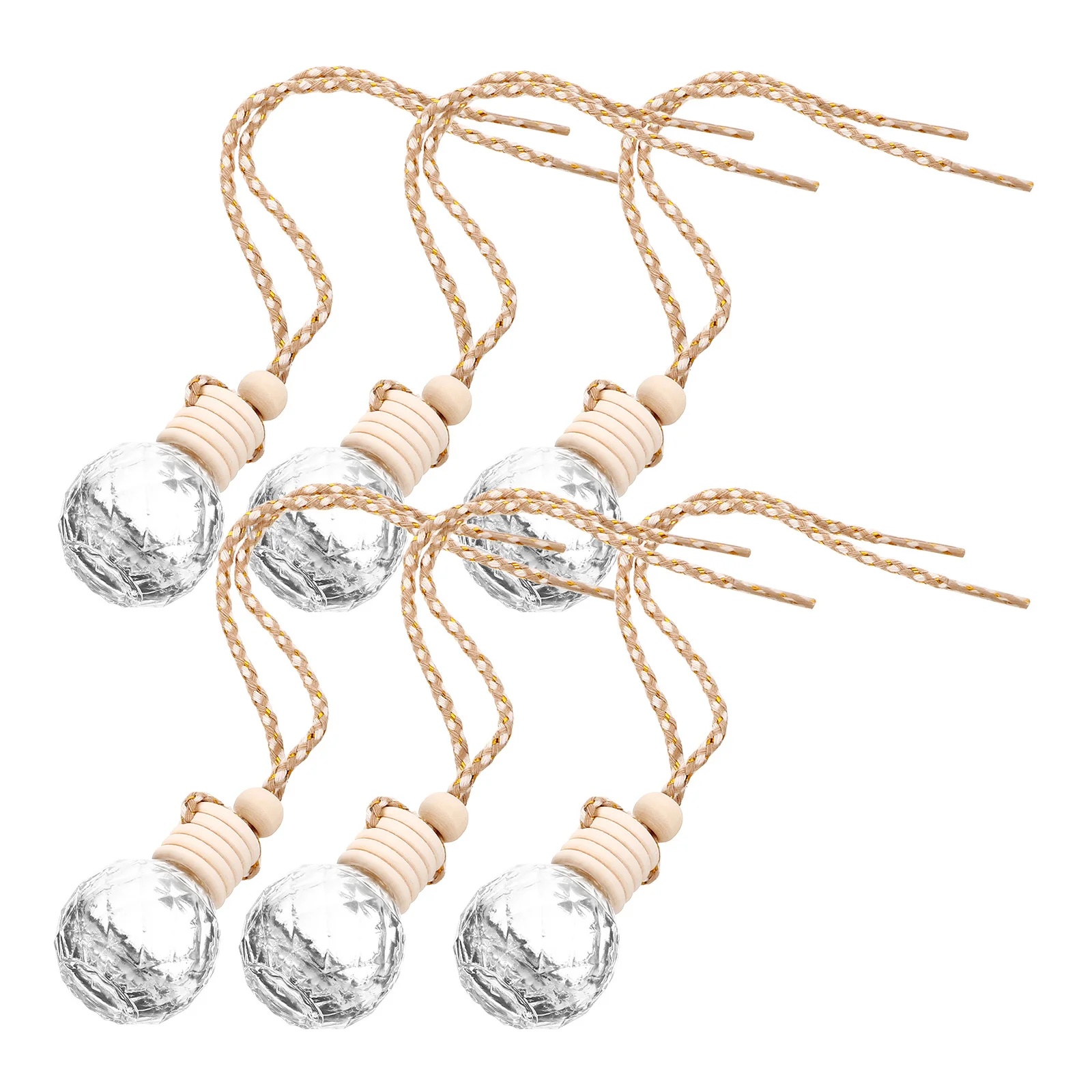 

6Pcs Refillable Car Hanging Perfume Bottles 8ml Essential Oil Diffuser Pendant Car Air Freshener Hanging Small Perfume Bottle