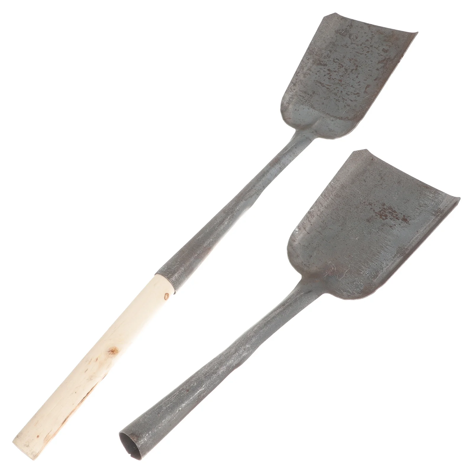 2Pcs Household Ash Shovel Iron Wood Handle Fireplace Coal Scoop Lightweight Practical Cleaning Tool Fireplace Shovel